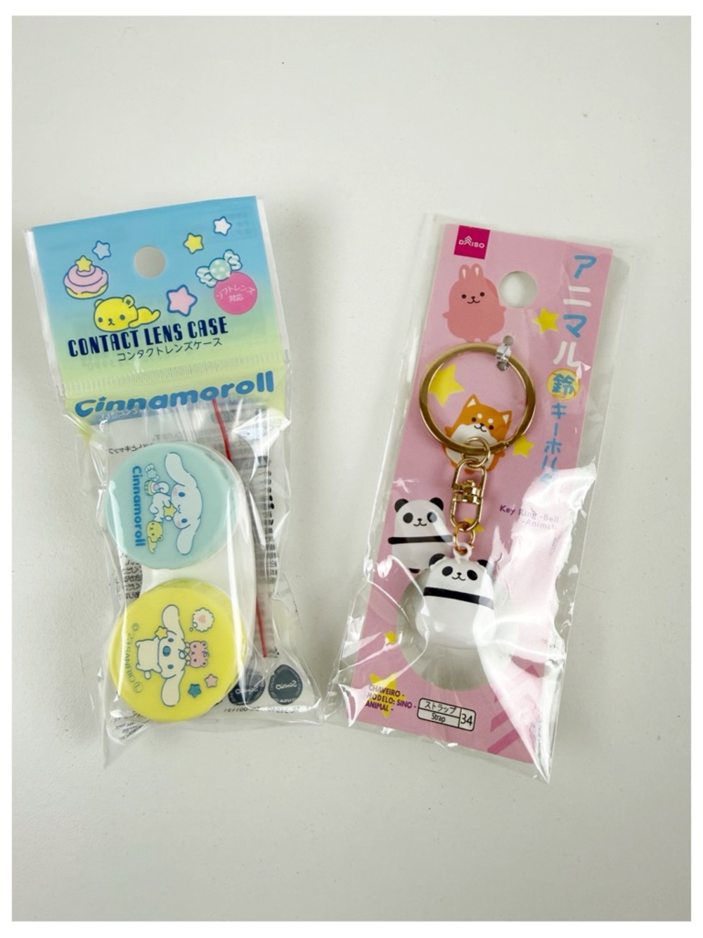 Cinnamoroll Contact Lens Case Blue & Yellow & Panda Key Ring Bell